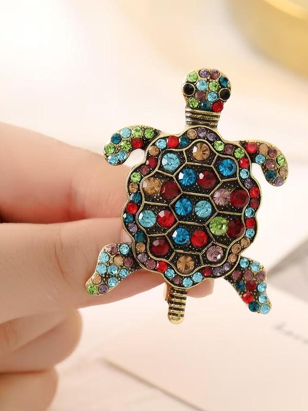 Unisex Cute Rhinestone Turtle Design Brooch, Exquisite Trendy Clothes Brooch, Fashionable Accessories for Daily & Party Decoration