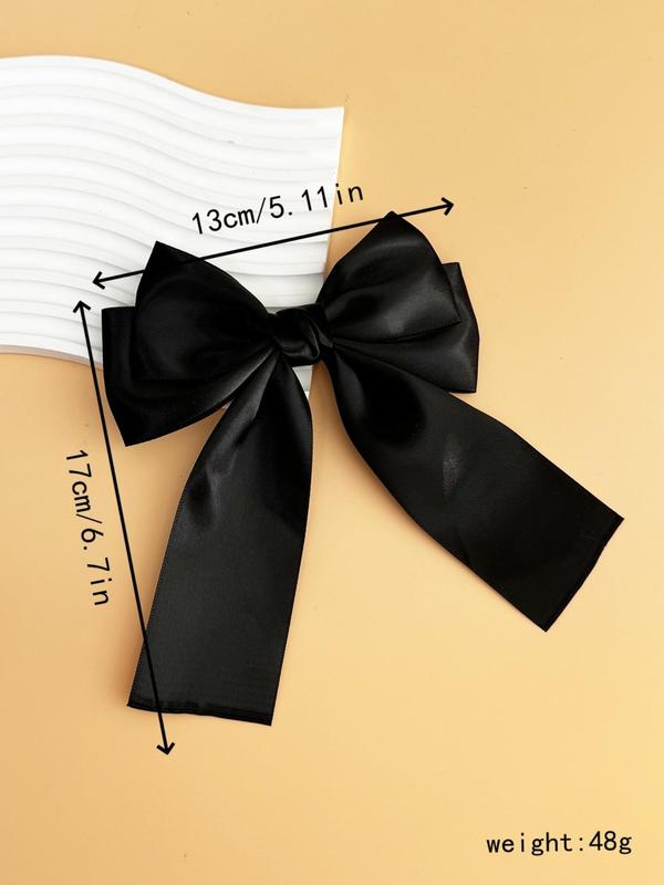 Solid Color Bow Decor Hair Clips, 6 Counts Cute Hair Accessories for Women & Girls, Minimalist Headwear Suitable for Thick Hair