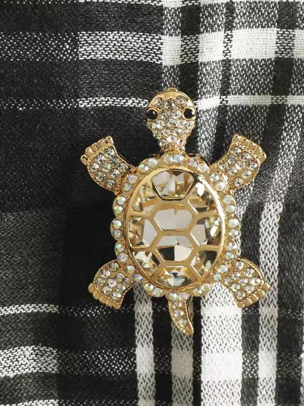 Unisex Cute Rhinestone Turtle Design Brooch, Exquisite Trendy Clothes Brooch, Fashionable Accessories for Daily & Party Decoration