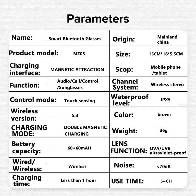 PENGTENG Smart Glasses, Wireless Translation Glasses, Anti UV400 UV Support 15 Minute Fast Charging Sunglasses for Outdoor Leisure