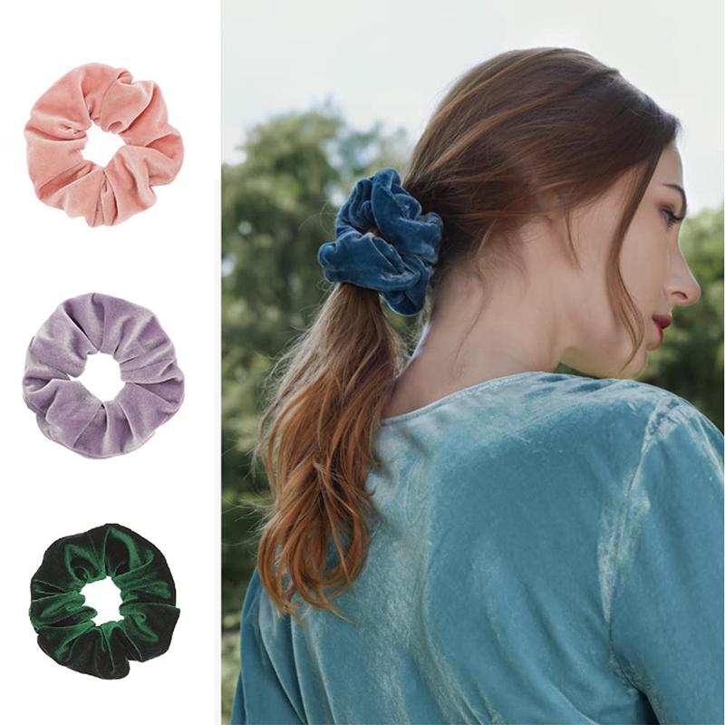 60 Pack Velvet Hair Scrunchies, Bulk Scrunchies Hair Ties Scrunchy Bands Ponytail Holders for Thick, Curly, Fine Hair, for Women, Girls, and Kids,