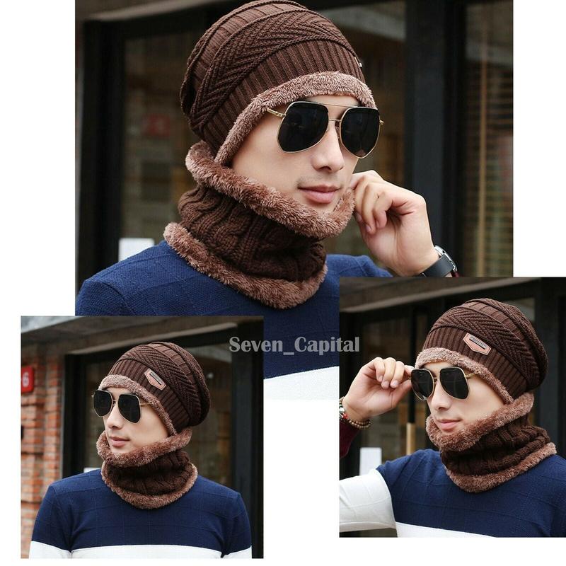 Winter Baggy Slouchy Knit Warm Beanie Hat and Scarf Ski Skull Cap for Men and Women Solid Color