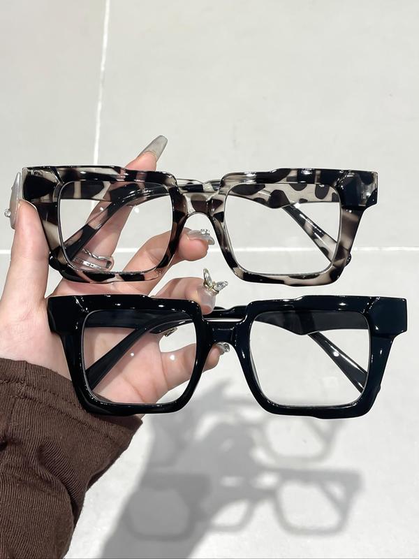 Unisex Simple Style Clear   Leopard Square Frame Eyeglasses, Trendy Casual Eyeglasses for Everyday Use, Fashion Accessories for Outdoor Activities