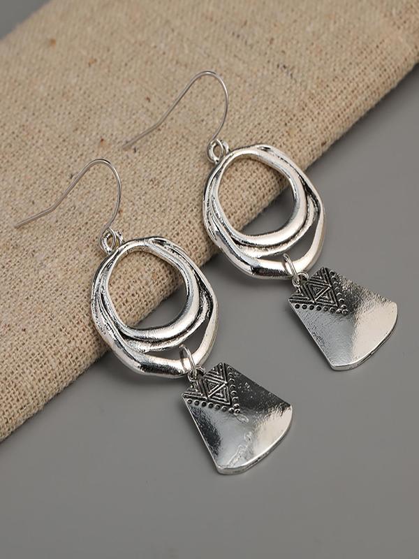 Boho Style Trendy Dangle Earrings, Vintage Geometric Design Drop Earrings, Fashion Jewelry Accessories for Women