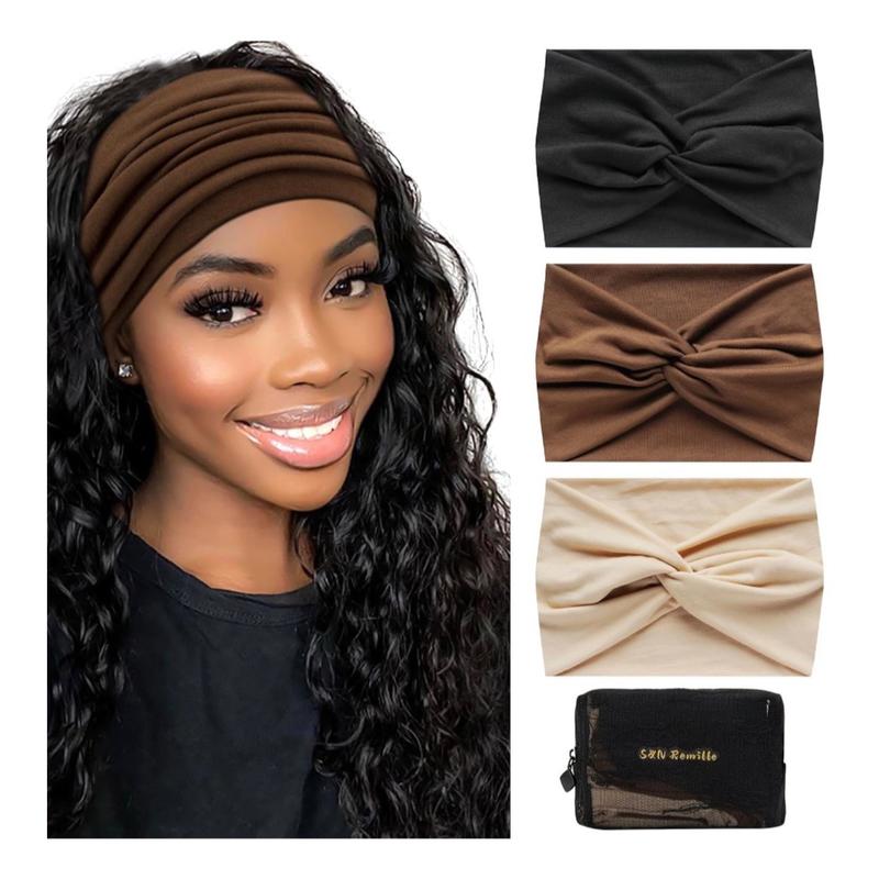 Wide Boho Headbands for women Extra large Turban Hairband Hair Twisted knot 3PCS