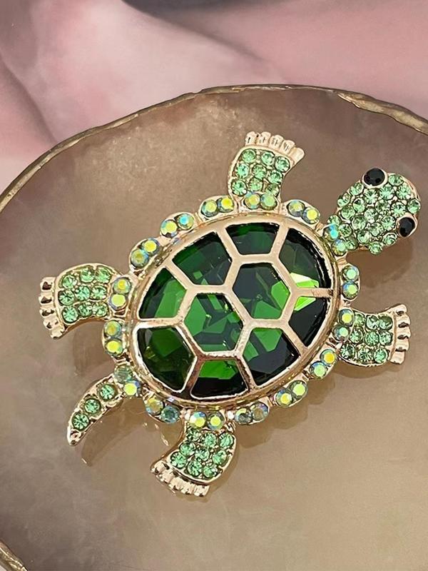 Unisex Cute Rhinestone Turtle Design Brooch, Exquisite Trendy Clothes Brooch, Fashionable Accessories for Daily & Party Decoration