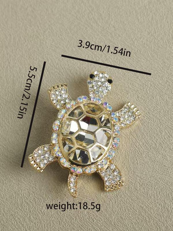 Unisex Cute Rhinestone Turtle Design Brooch, Exquisite Trendy Clothes Brooch, Fashionable Accessories for Daily & Party Decoration