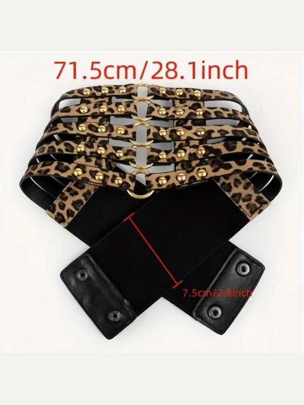 Women's Leopard Print Hollow Out Design Waist Belt, Fashionable Waistband for Jeans & Short Skirt, Trendy All-match & Exquisite Belt for Birthday Gift