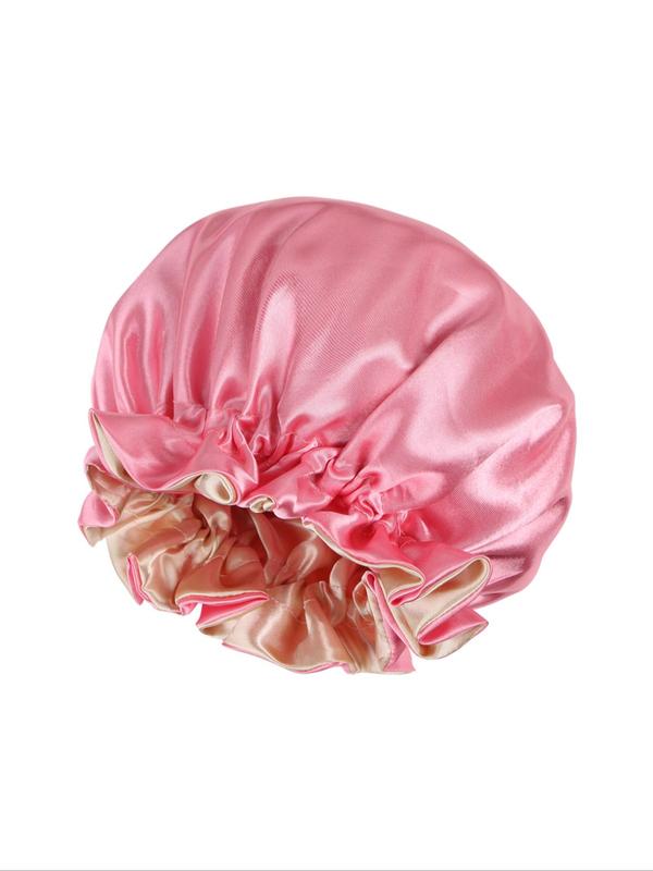 Summer Solid Color Double Layer Sleep Bonnet, Soft Comfortable Sleep Hat for Women, Breathable Satin Bonnet for Sleeping, Hair Protection Cap for Women