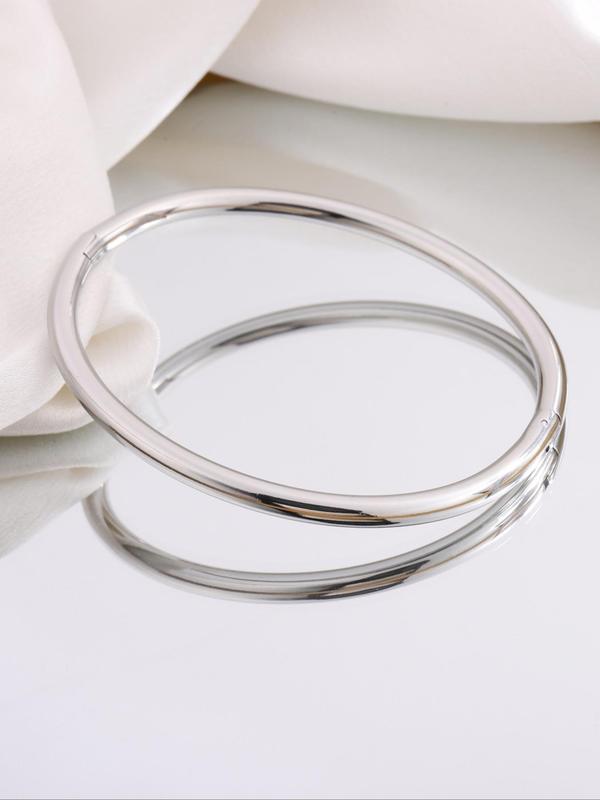 Exquisite Fashion Simple Stainless Steel Bangle Bracelet,  2 Pcs Fashion Jewelry , Suitable for Gifts for Girlfriend