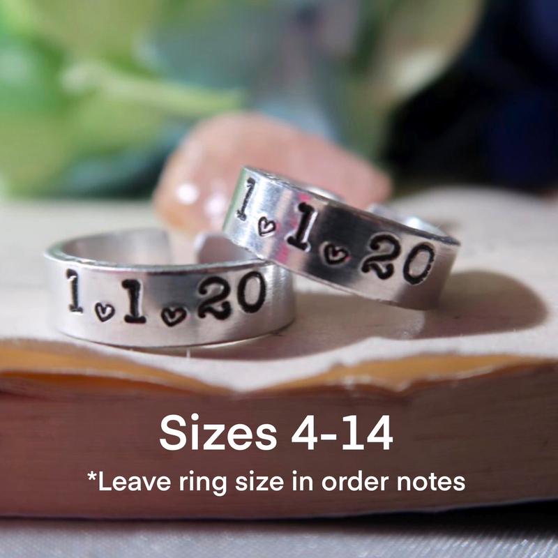 Adjustable Custom Date Ring, Anniversary Gifts