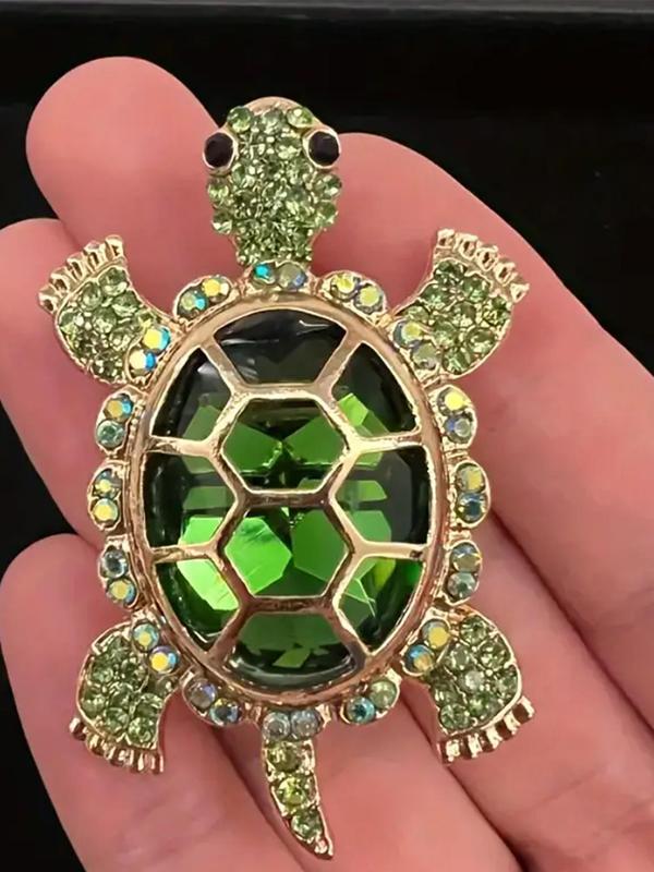 Unisex Cute Rhinestone Turtle Design Brooch, Exquisite Trendy Clothes Brooch, Fashionable Accessories for Daily & Party Decoration