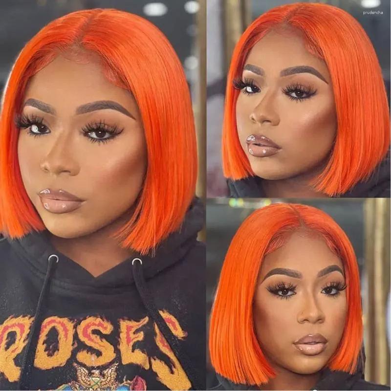 [SUPER DEAL] 13x4 Short Bob 613 Blonde Bob Wig Human Hair Ginger Straight Lace Front Wig HD Transparent Lace Frontal Wigs For Women