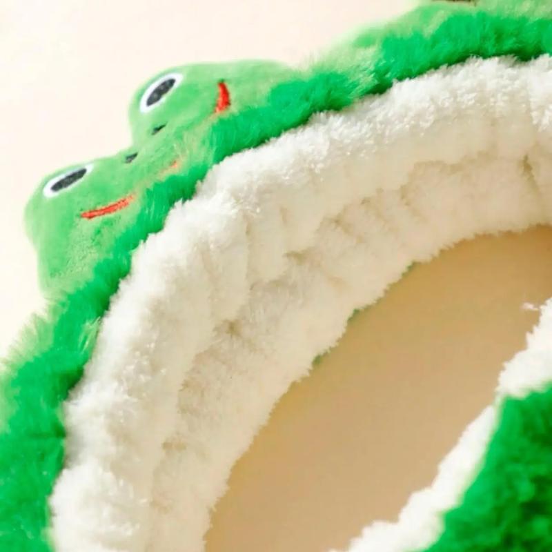 3pcs Cute Frog Design Hair Band & Wristband Set, Waterproof Face Washing Hair Accessories Set, Cute Frog Design Bath Headband