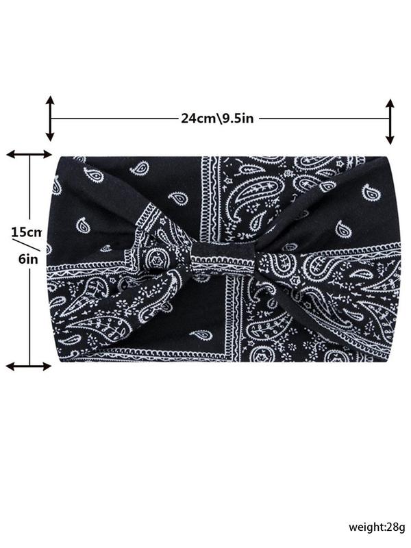 Boho Paisley Print Knotted Hair Band, 2024 New Style Casual Elastic Hair Band for Women & Men, Fashion Hair Accessories for Daily Yoga, Workout, Running Wear