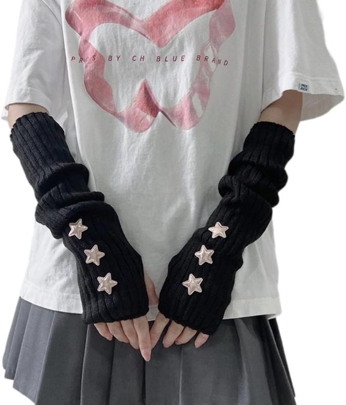 Cute Y2K Star Arm Warmers Kawaii Half Finger Adorable Accesspties for Teen Girl Glove Gyaru Harajuku Arm Sleeve