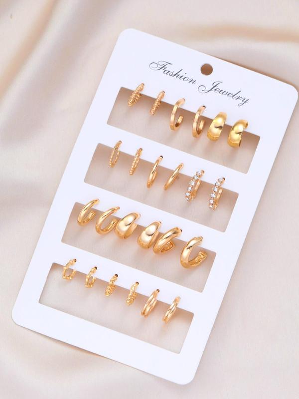 Simple Plain Zinc Alloy Earrings Set, Fashionable and Versatile Daily Casual Accessories for Girls Women, Trendy All-match & Exquisite Dainty Jewelry for Birthday Gift