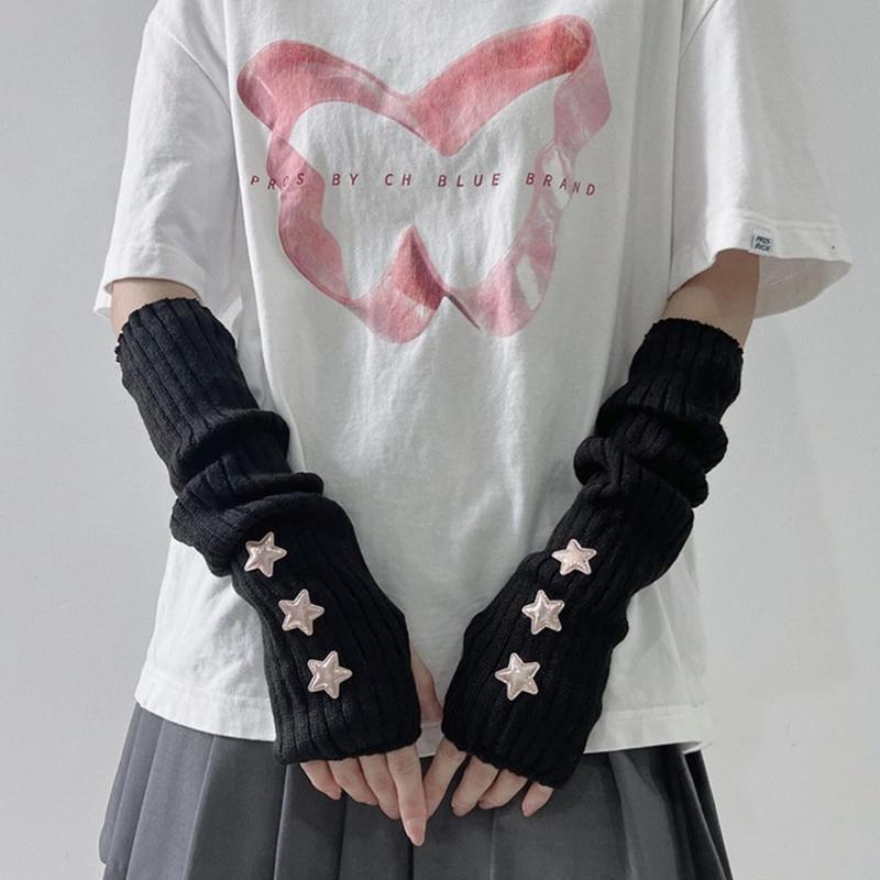 Cute Y2K Star Arm Warmers Kawaii Half Finger Adorable Accesspties for Teen Girl Glove Gyaru Harajuku Arm Sleeve