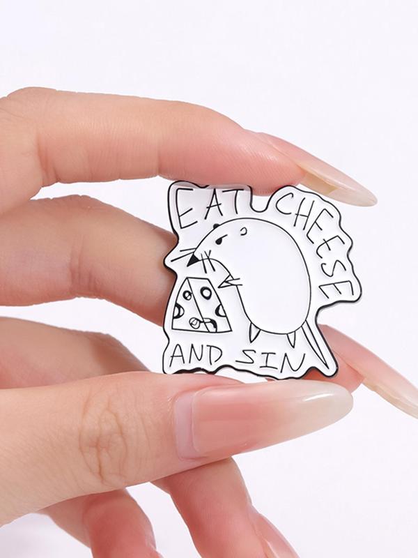 Women's Cute Rat & Letter Design Brooch, Fashionable Trendy Novelty Clothes Brooch, Creative All-match Clothes Accessories for Men & Women