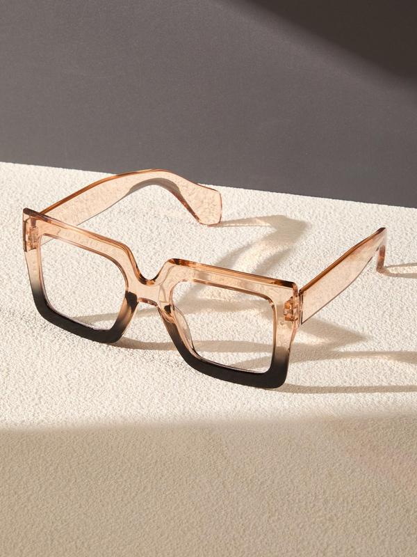 Unisex Fashionable Tortoiseshell Pattern Square Frame Eyeglasses, Trendy Casual Eyeglasses for Everyday Use, Fashion Accessories for Outdoor Activities