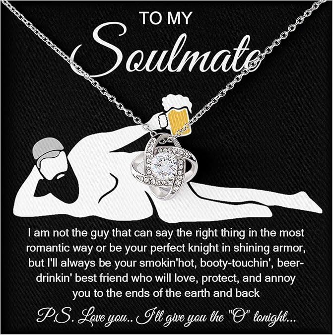 To My Soulmate Necklace For Women, Funny Gifts For Girlfriend, Personalized Christmas Presents For Girlfriend, Best Birthday Meaningful