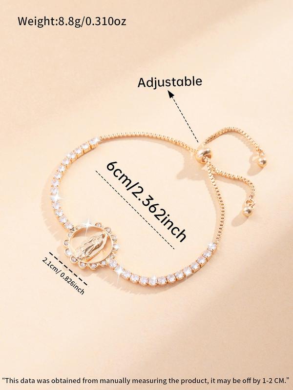 Fashion Elegant Rhinestone Decorated Adjustable Link Bracelet, Fashion Party Jewelry for Women & Men, Daily Clothing Decor, Trendy All-match & Exquisite Jewelry for Birthday Gift