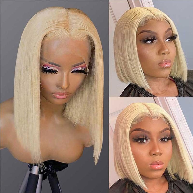 [SUPER DEAL] 13x4 Short Bob 613 Blonde Bob Wig Human Hair Ginger Straight Lace Front Wig HD Transparent Lace Frontal Wigs For Women