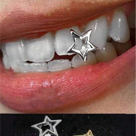 Thatboy Star Teeth Grillz for Men Women Body Jewelry Halloween Vampire Teeth Decoration Supershine