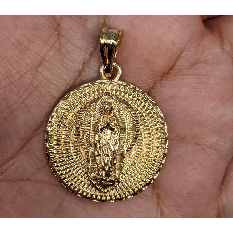 Plated Virgin Mary Medallion Pendant