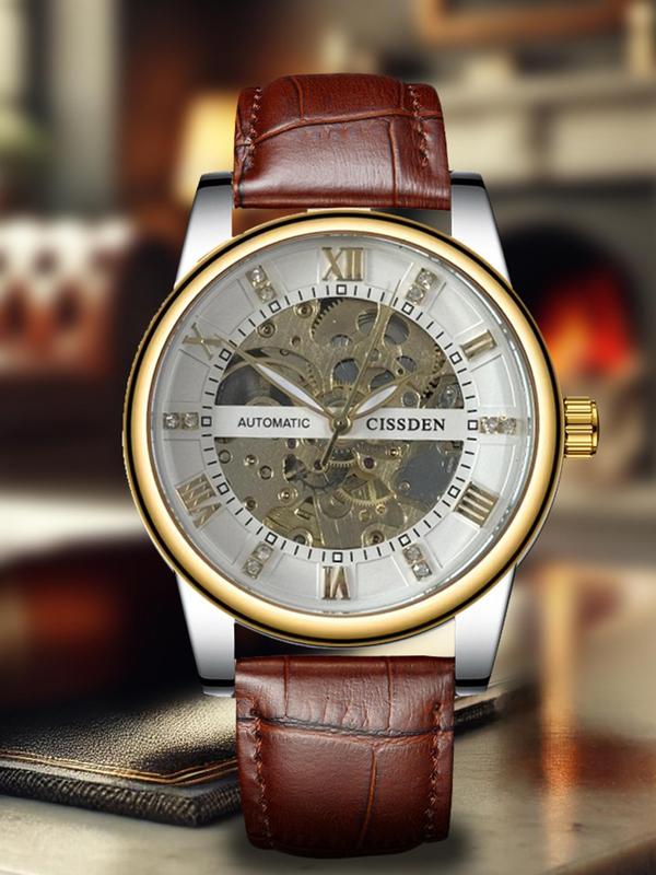 Men's Business Fashion Mechanical Watch, Fashion Watch for Party, Daily Clothing Decor, Trendy All-match & Exquisite Watch for Birthday Gift with Random Box