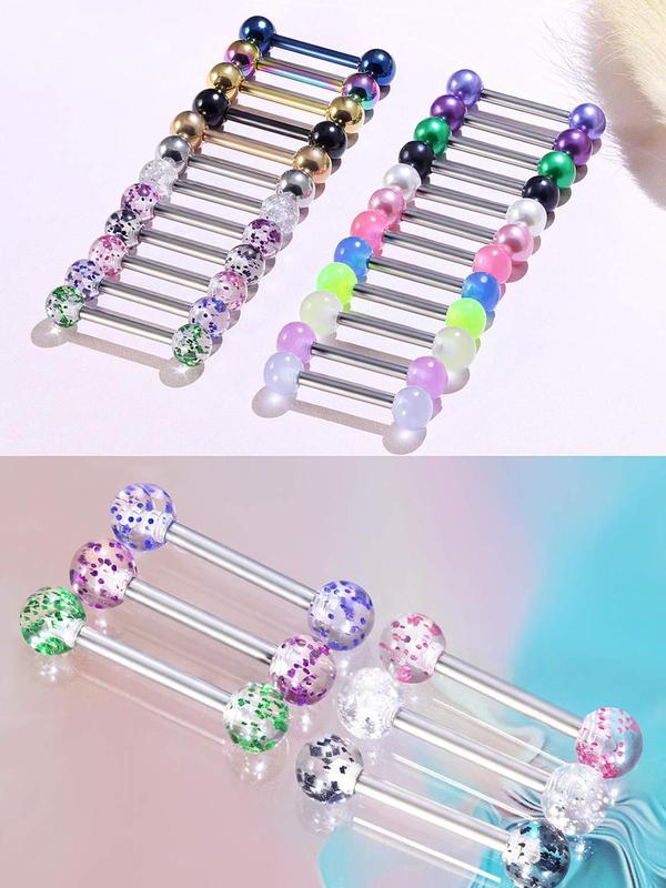 Simple Mixed Color Stainless Steel Barbell Bars Piercing Tongue Nail, 24pcs Fashion Accessories for Both Men & Women for Daily Wear, Trendy All-match & Exquisite Jewelry for Birthday Gift