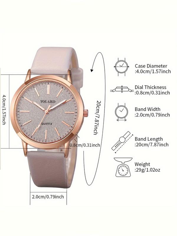 Women's Elegant Fashion Watch & Bracelet Set, Including Round Dial Analog Quartz Watch & Heart Design Bracelet, Trendy Watch Set for Women As Gift without Box