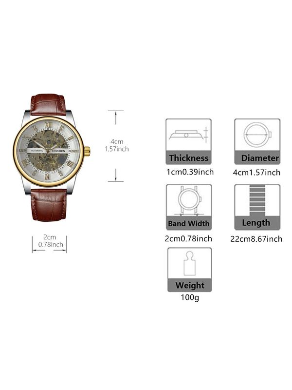 Men's Business Fashion Mechanical Watch, Fashion Watch for Party, Daily Clothing Decor, Trendy All-match & Exquisite Watch for Birthday Gift with Random Box