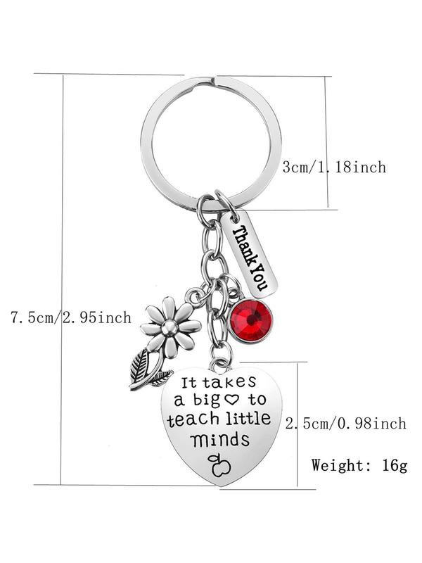 Fashionable Heart & Letter Design Keychain, Stainless Steel Keychain for Women & Men, Birthday Gift Thank You Gifts for Teacher