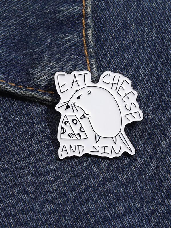 Women's Cute Rat & Letter Design Brooch, Fashionable Trendy Novelty Clothes Brooch, Creative All-match Clothes Accessories for Men & Women