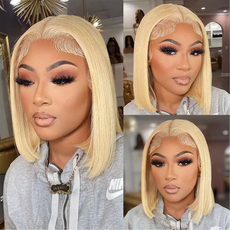 [SUPER DEAL] 13x4 Short Bob 613 Blonde Bob Wig Human Hair Ginger Straight Lace Front Wig HD Transparent Lace Frontal Wigs For Women