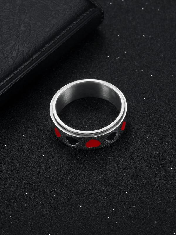 Punk Playing Card Pattern Stainless Steel Rotatable Ring, Fashion Jewelry for Men & Women, Classic Fashion Accessories for Daily Wear