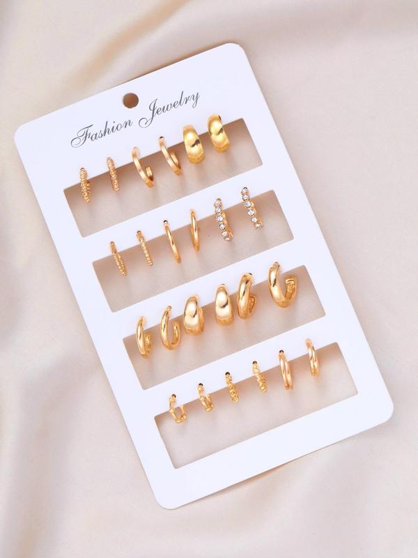 Simple Plain Zinc Alloy Earrings Set, Fashionable and Versatile Daily Casual Accessories for Girls Women, Trendy All-match & Exquisite Dainty Jewelry for Birthday Gift