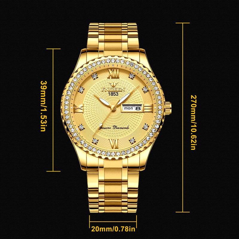 Waterproof Gold Men'S Watch Classic Stainless Steel Quartz Analog Business Gift Does not apply