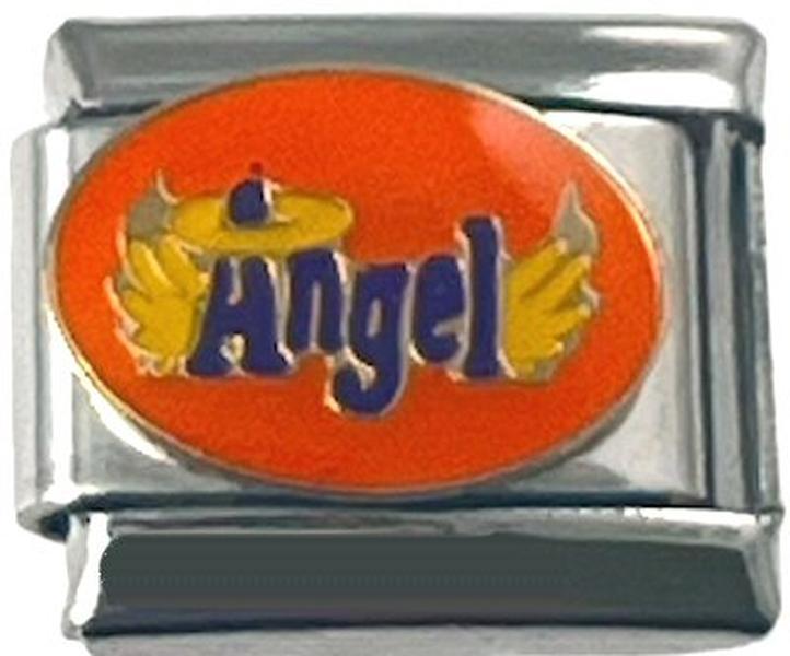 Italian Charm Link Word Angel with Halo and Wings 9mm