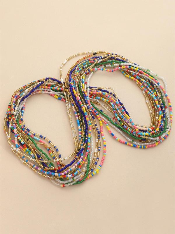 Random Color Beaded Colorful Waist Chain, 2024 Trendy New Stylish Boho Style Decorative Body Jewelry for Women & Girls, Classic Fashion Accessories for Daily Wear