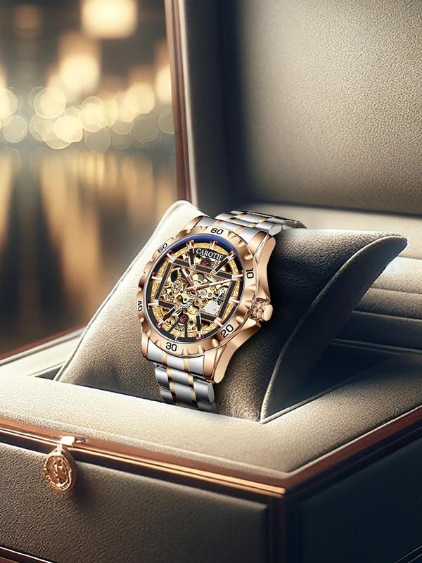 Men's Business Fashion Mechanical Watch with  Box, Fashion Watch for Party, Daily Clothing Decor, Trendy All-match & Exquisite Watch for Birthday Gift