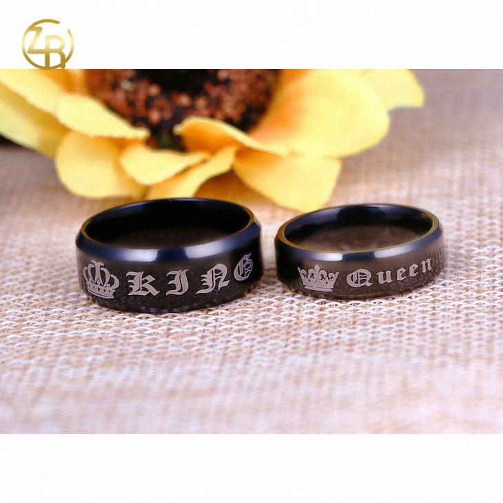 KING & QUEEN Couple Rings | Titanium Steel Unisex Bands in Black, Silver, and Golden | Promise Rings | Perfect Gift for Boyfriend & Girlfriend     SF-169