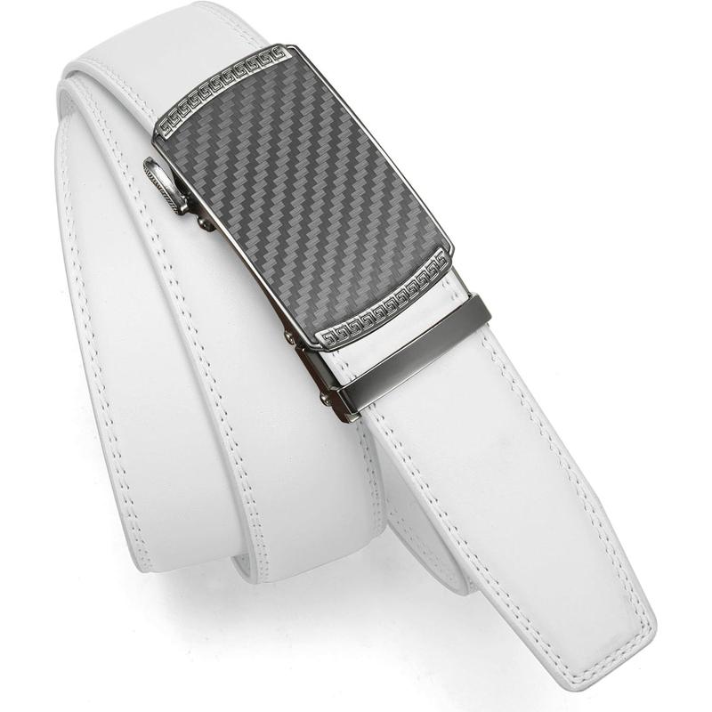 CHAOREN Mens Belt Leather Ratchet Belt - Customizable Fit, Effortless Style (35mm,White Golf)