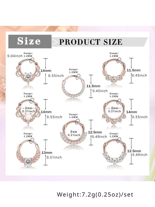 Rhinestone Decorated Nose Ring, Stainless Steel Nose Cuff, Body Piercing Jewelry for Women & Men, Trendy All-match & Exquisite Jewelry for Birthday Gift