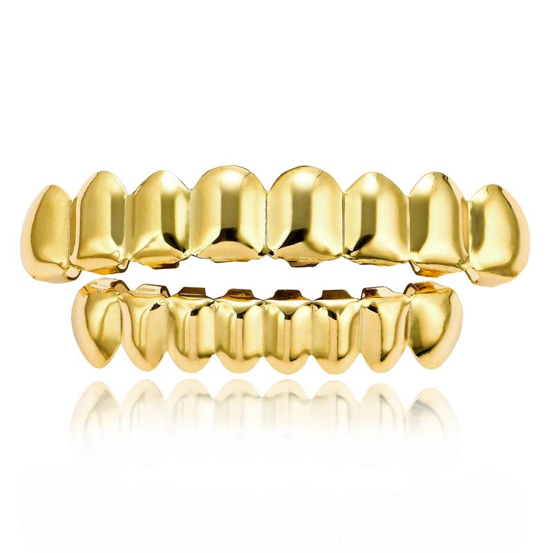 [IFT jewelry] unisex 8 teeth regular grillz for men & women hip-hop accessories grills set Unisex Regular