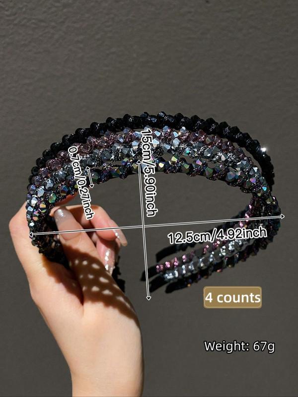 Rhinestone Decorated Hair Hoop, Fashionable Hair Accessories for Women & Girls, Minimalist Headwear Suitable for Thick Hair