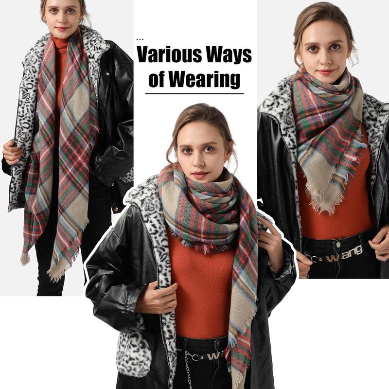 Women's Fall Winter Scarf Scarves for Women Gifts Plaid Blanket Scarf Soft Chunky Large Blanket