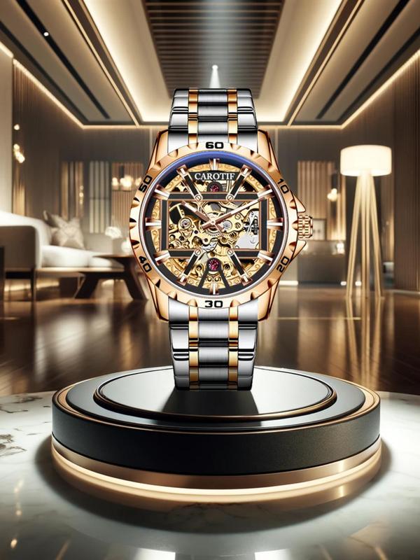 Men's Business Fashion Mechanical Watch with  Box, Fashion Watch for Party, Daily Clothing Decor, Trendy All-match & Exquisite Watch for Birthday Gift