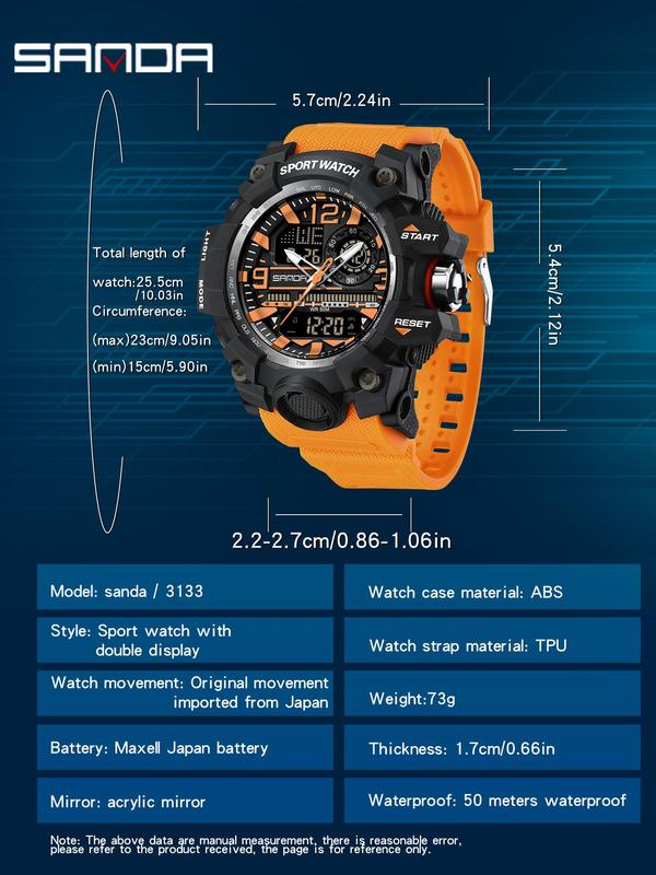 Men's Sportive Digital Watch, Fashionable Digital Watch with Luminous Dial & Alarm Function, Waterproof Electronic Watch with Digital Display for Men